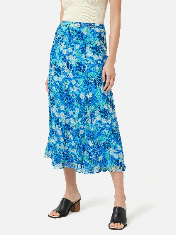 Rave Floral Crinkle Skirt | Blue