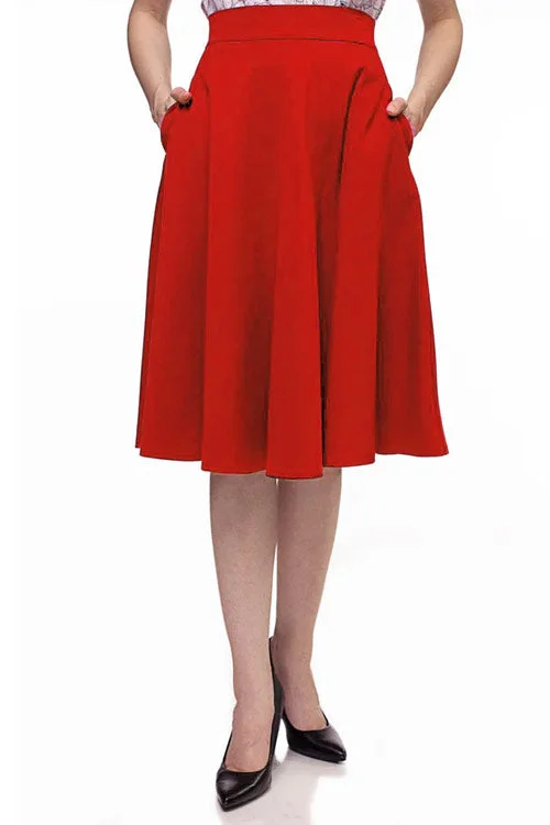 Retrolicious Charlotte Nova Swing Skirt in Red