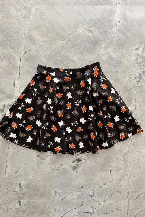 Retrolicious Skater Skirt in Spooky Cats Halloween Print