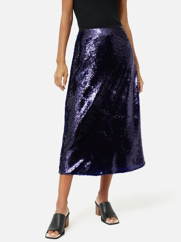 Sequin Midi Skirt | Purple