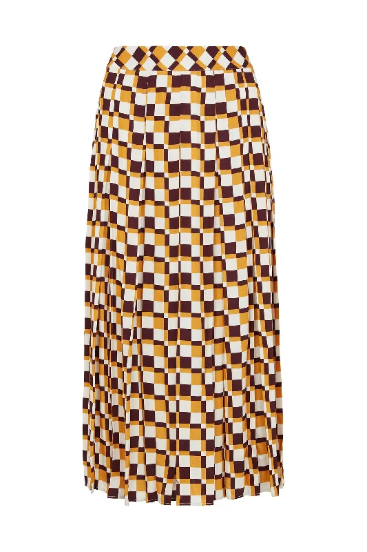 Checkerboard Midi Skirt