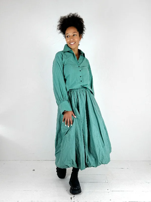 Teal Green Taffeta Puffball Skirt