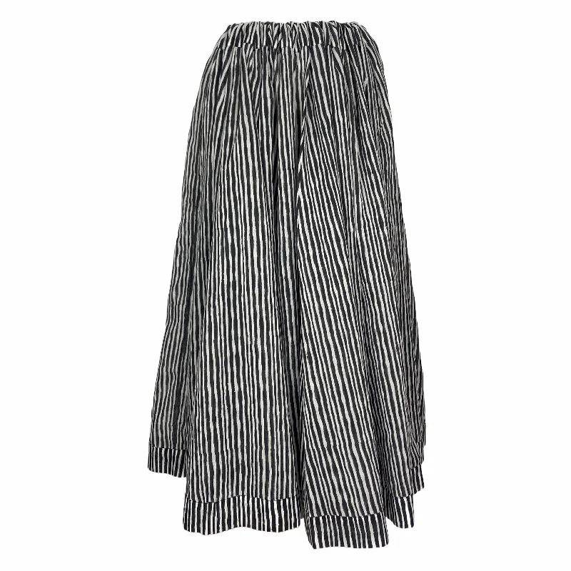 Vivian Skirt in Black and White Wavy Stripe