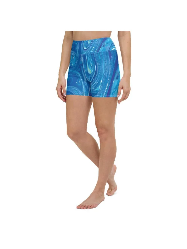 Blue Swirl Yoga Shorts