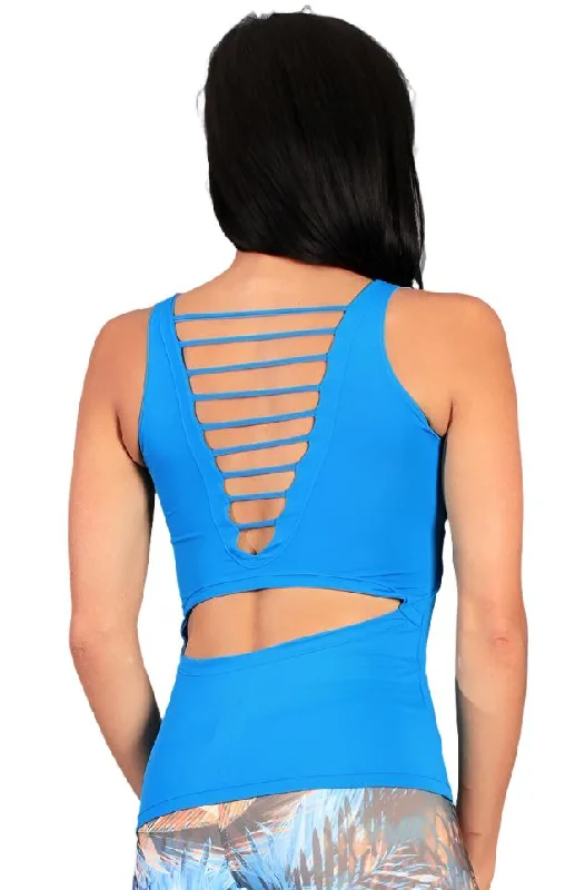 Equilibrium Active Wear Surprise Tank Top  LT1056 Light Blue