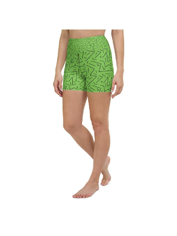 Green Black Line Yoga Shorts