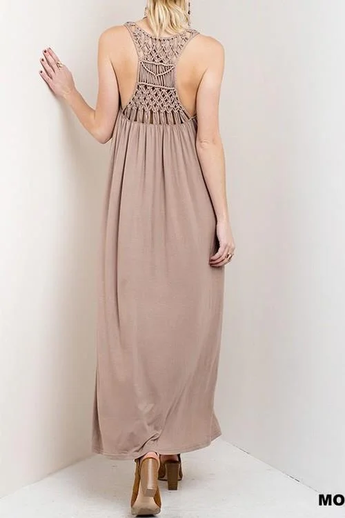 Maxi Dress Woven Back Mocha