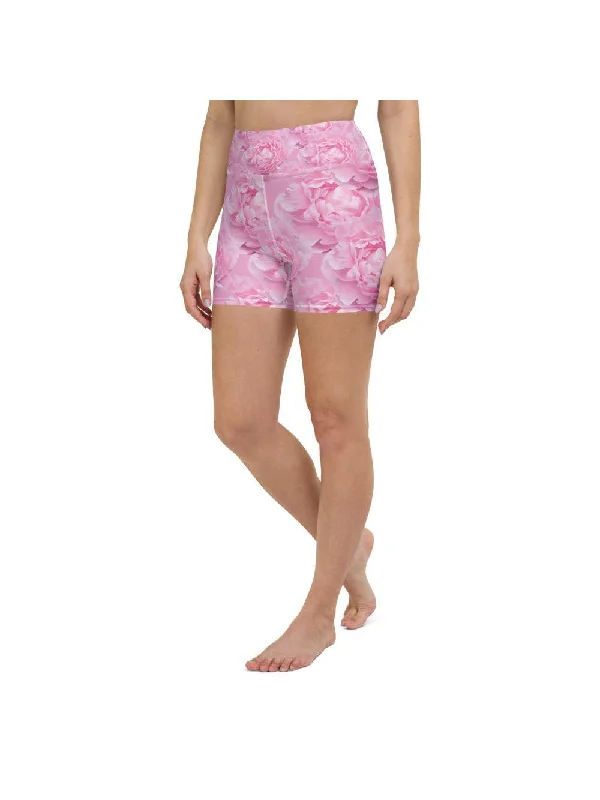 Peony Flower Yoga Shorts