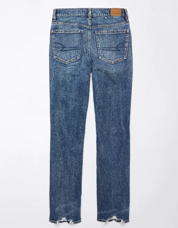 AE Stretch Super High-Waisted Ripped Straight Jean