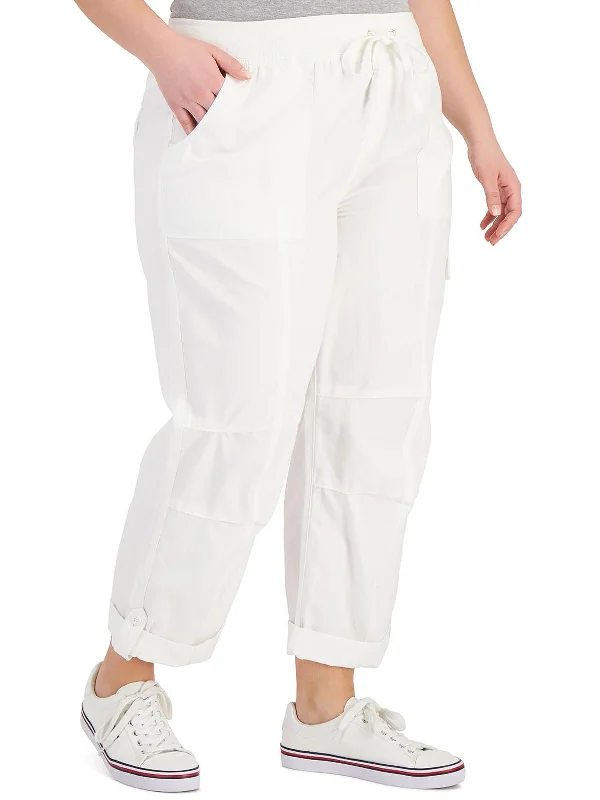 Plus Womens High Rise Ankle Cargo Pants