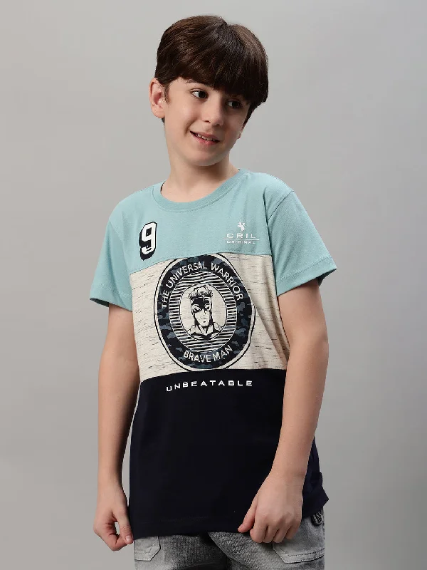 Boys Casual Navy Blue Half Sleeve  T-Shirt