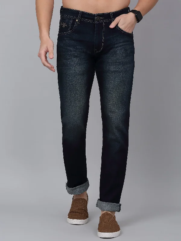 Men's Blue Solid Full Length Stretchable Jeans